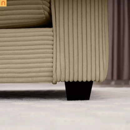Sofa Set Corduroy Tan Deep Seat 7-Seat 2-Piece Retro Modern