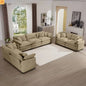 Sofa Set Corduroy Tan Deep Seat 7-Seat 2-Piece Retro Modern