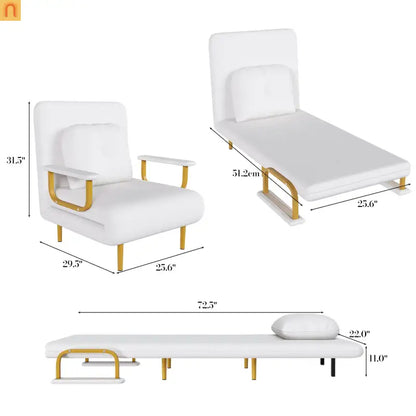 3-in-1 Convertible Sofa Bed 72" Linen White