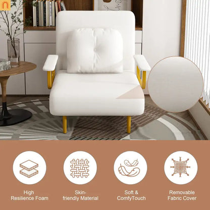 3-in-1 Convertible Sofa Bed 72" Linen White