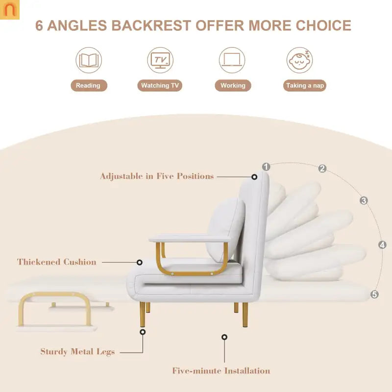 3-in-1 Convertible Sofa Bed 72" Linen White
