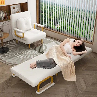 3-in-1 Convertible Sofa Bed 72" Linen White