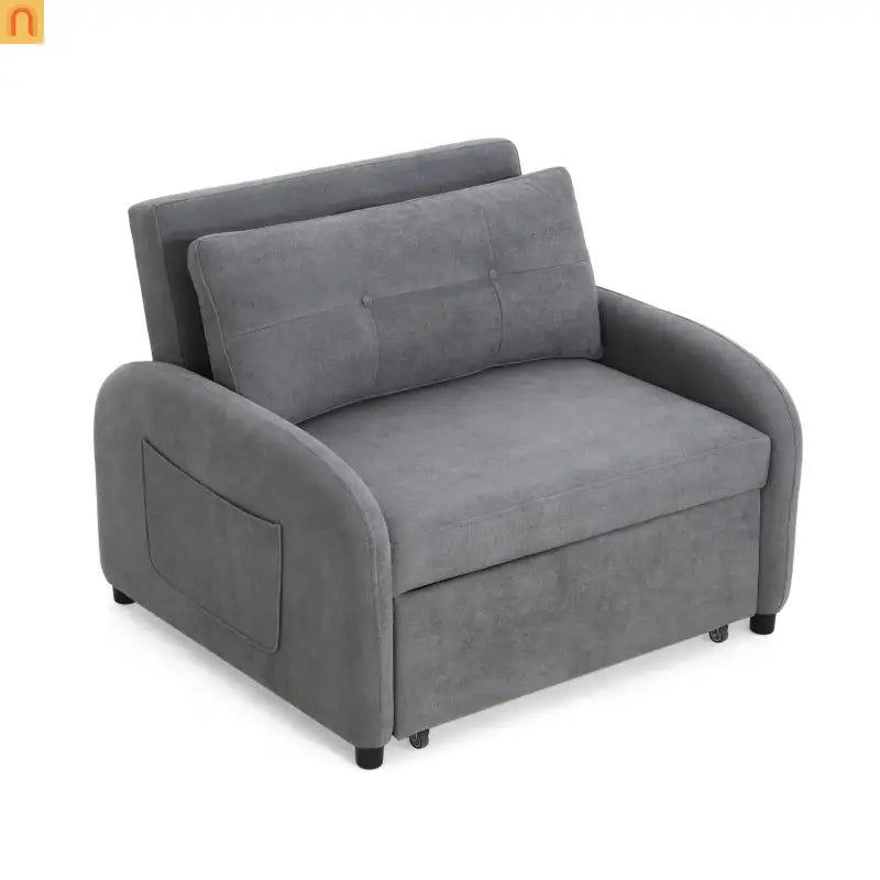 70" Gray Cotton Linen Convertible Sleeper Sofa Bed