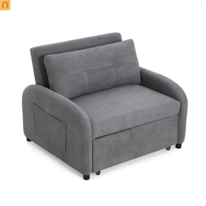 70" Gray Cotton Linen Convertible Sleeper Sofa Bed