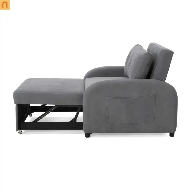70" Gray Cotton Linen Convertible Sleeper Sofa Bed