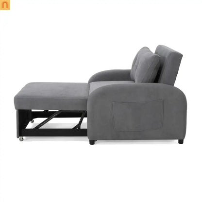 70" Gray Cotton Linen Convertible Sleeper Sofa Bed