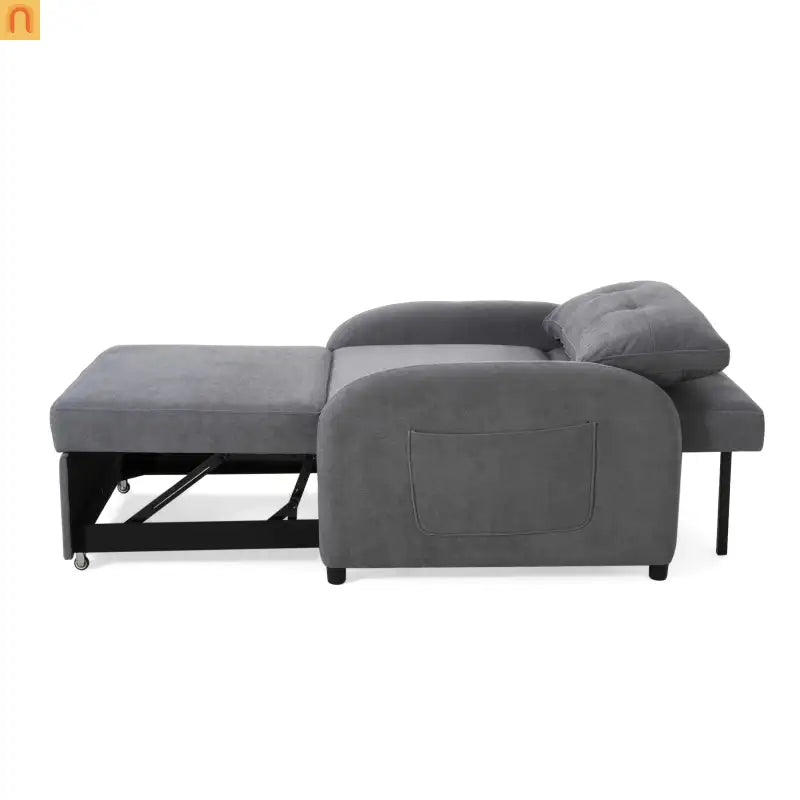 70" Gray Cotton Linen Convertible Sleeper Sofa Bed