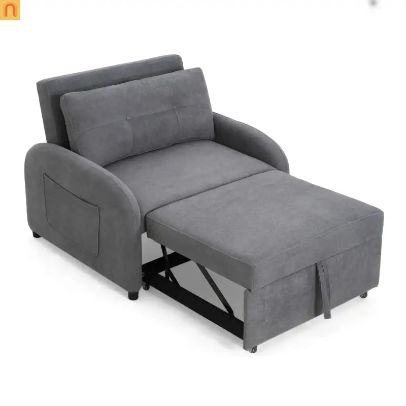 70" Gray Cotton Linen Convertible Sleeper Sofa Bed