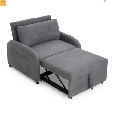 70" Gray Cotton Linen Convertible Sleeper Sofa Bed