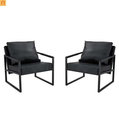 Chair Modern Industrial PU Leather Black Metal Frame 27in