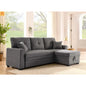 Sofa Sectional Polyester Gray Pull-Out Sleeper 76in Chaise Storage