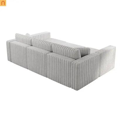 Sofa Modular Microfiber Light Gray 6-Seat Hydraulic Ottoman