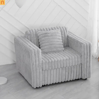 Sofa Modular Microfiber Light Gray 6-Seat Hydraulic Ottoman