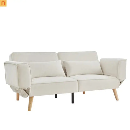 Sofa Convertible Velvet Beige 3-Seat Splitback 600 lb 72in