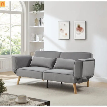 Sofa Convertible Velvet Gray 3-Seat Splitback 600 lb 72in