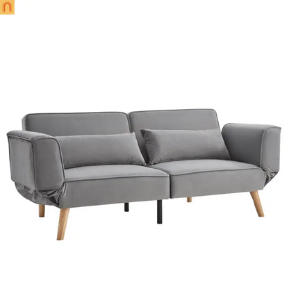 Sofa Convertible Velvet Gray 3-Seat Splitback 600 lb 72in