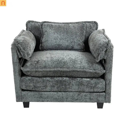 Sleeper Chair Oversized Boucle Dark Gray with Ottoman 55in Wide
