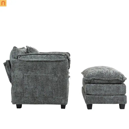 Sleeper Chair Oversized Boucle Dark Gray with Ottoman 55in Wide