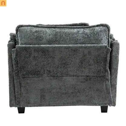 Sleeper Chair Oversized Boucle Dark Gray with Ottoman 55in Wide