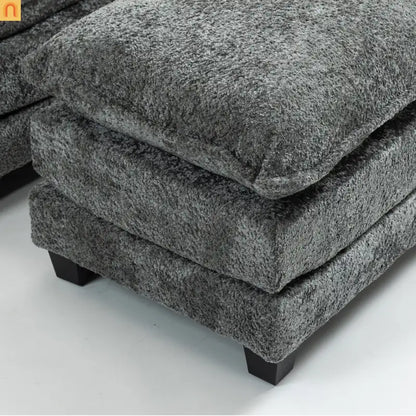 Sleeper Chair Oversized Boucle Dark Gray with Ottoman 55in Wide