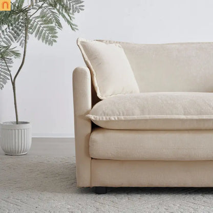 Modular Chenille Sofa Set - 7-Seat 3-Piece Light Coffee
