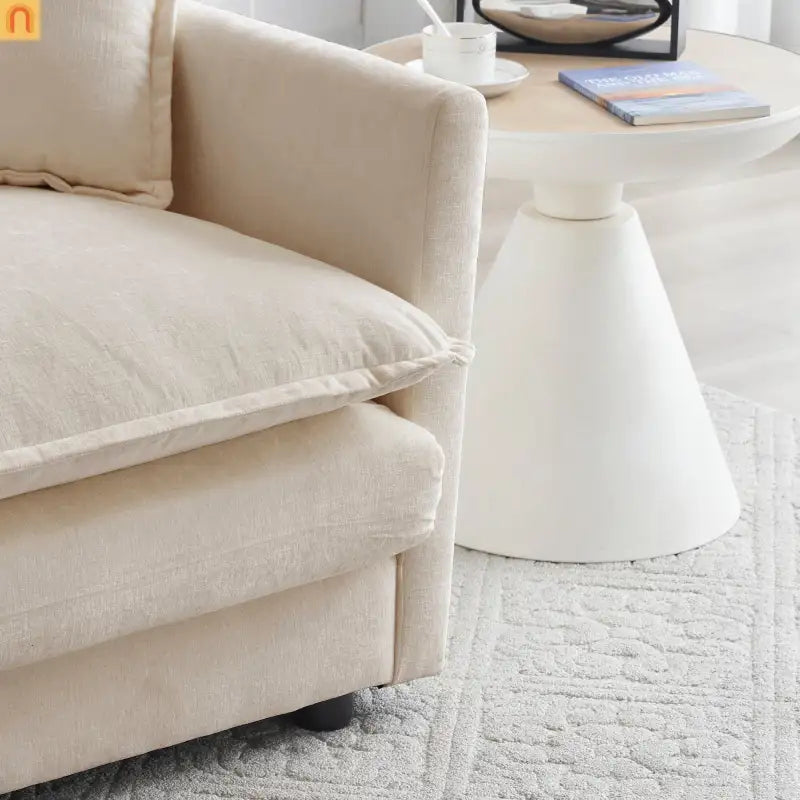 Modular Chenille Sofa Set - 7-Seat 3-Piece Light Coffee