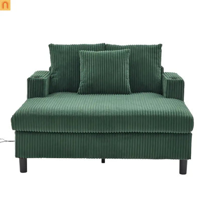 Sleeper Recliner Corduroy Emerald Oversized USB Cup Holders 56in