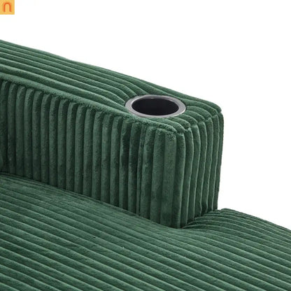 Sleeper Recliner Corduroy Emerald Oversized USB Cup Holders 56in