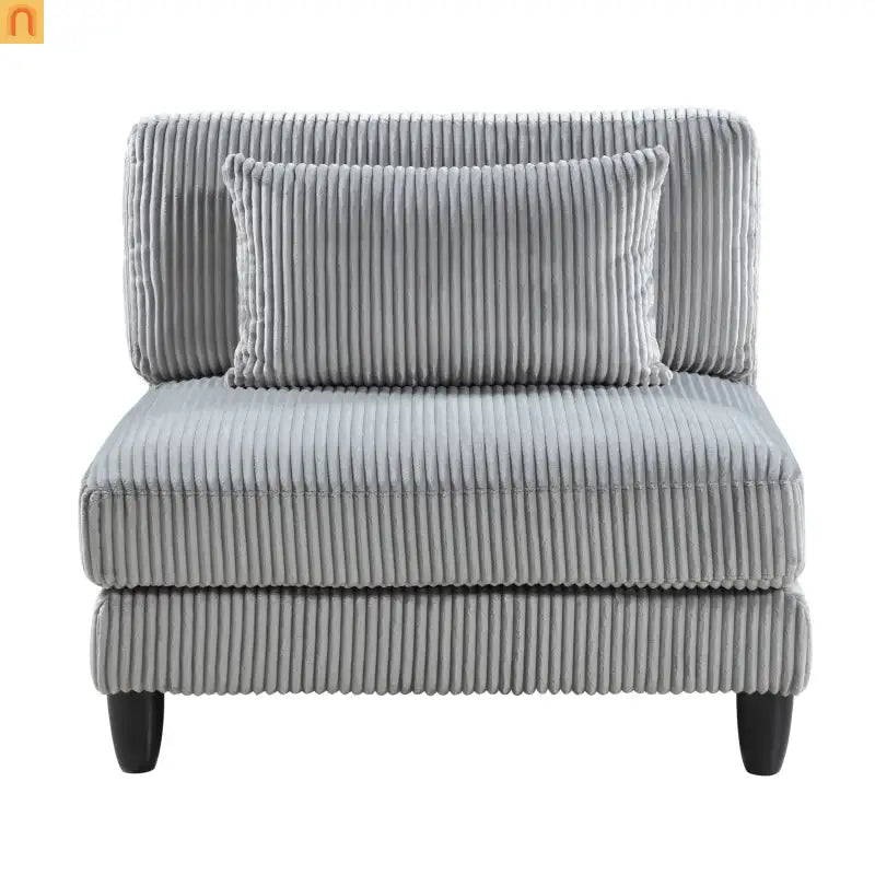 Sectional Sofa Modular Corduroy Gray 5-Seat 120in Ottoman