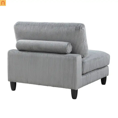 Sectional Sofa Modular Corduroy Gray 5-Seat 120in Ottoman