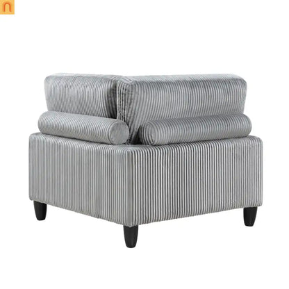 Sectional Sofa Modular Corduroy Gray 5-Seat 120in Ottoman