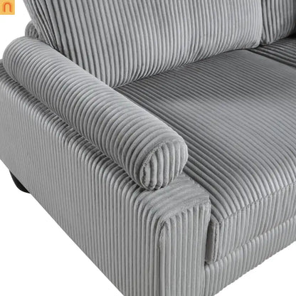 Sectional Sofa Modular Corduroy Gray 5-Seat 120in Ottoman