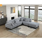 Sectional Sofa Modular Corduroy Gray 5-Seat 120in Ottoman