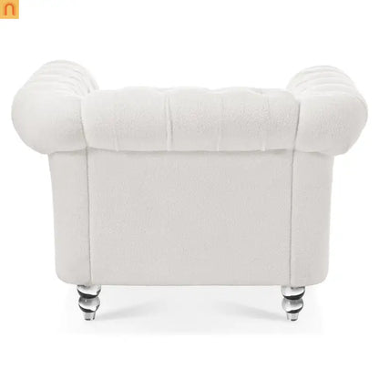 Sofa Modern Velvet White 1-Seat Acrylic Legs Pocket Spring 220 lb 38in