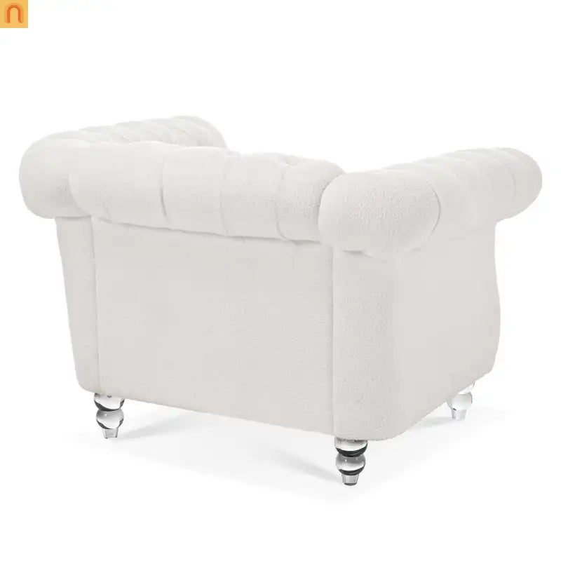 Sofa Modern Velvet White 1-Seat Acrylic Legs Pocket Spring 220 lb 38in