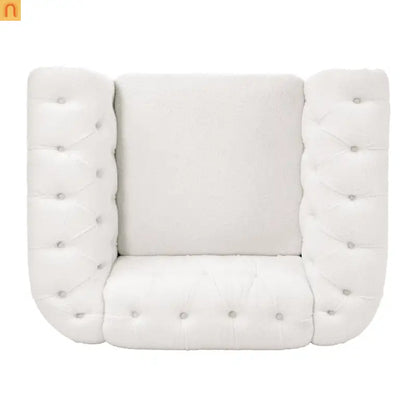 Sofa Modern Velvet White 1-Seat Acrylic Legs Pocket Spring 220 lb 38in