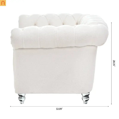 Sofa Modern Velvet White 1-Seat Acrylic Legs Pocket Spring 220 lb 38in