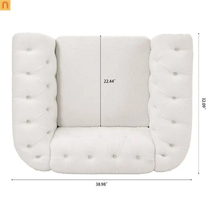 Sofa Modern Velvet White 1-Seat Acrylic Legs Pocket Spring 220 lb 38in