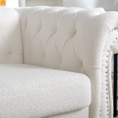 Sofa Modern Velvet White 1-Seat Acrylic Legs Pocket Spring 220 lb 38in