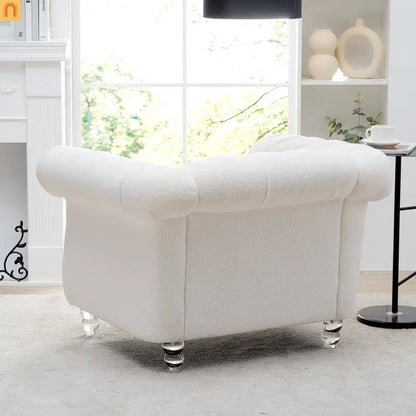 Sofa Modern Velvet White 1-Seat Acrylic Legs Pocket Spring 220 lb 38in