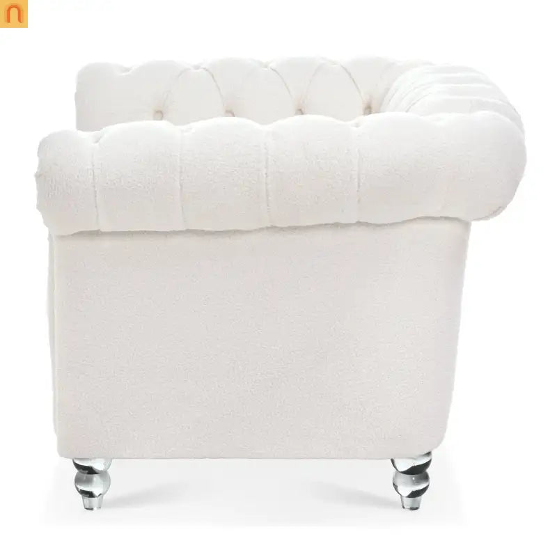 Sofa Modern Velvet White 1-Seat Acrylic Legs Pocket Spring 220 lb 38in