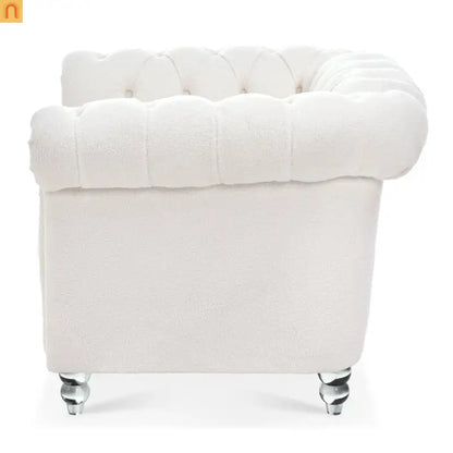 Sofa Modern Velvet White 1-Seat Acrylic Legs Pocket Spring 220 lb 38in