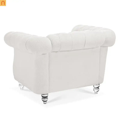 Sofa Modern Velvet White 1-Seat Acrylic Legs Pocket Spring 220 lb 38in