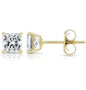 Solid 14K Yellow Gold Large 8mm Square Cut Crystal Studs
