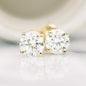 Solid 14k Yellow Gold Solitaire Round Cubic Zirconia CZ Stud Earrings