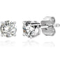 Solid 925 Sterling Silver Round  Cut  Crystal Small Studs