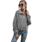 Solid Drawstring Hem Crop Teddy Jacket