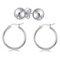 Solid Sterling Silver Hoop And Ball Set