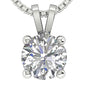 Solitaire Pendant I2 H 1.03 Ct Round Cut Diamond Four Prong Set 14K White Gold