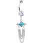 Clear Gem Faux Turquoise Southwest Dramatic Dangle Belly Ring